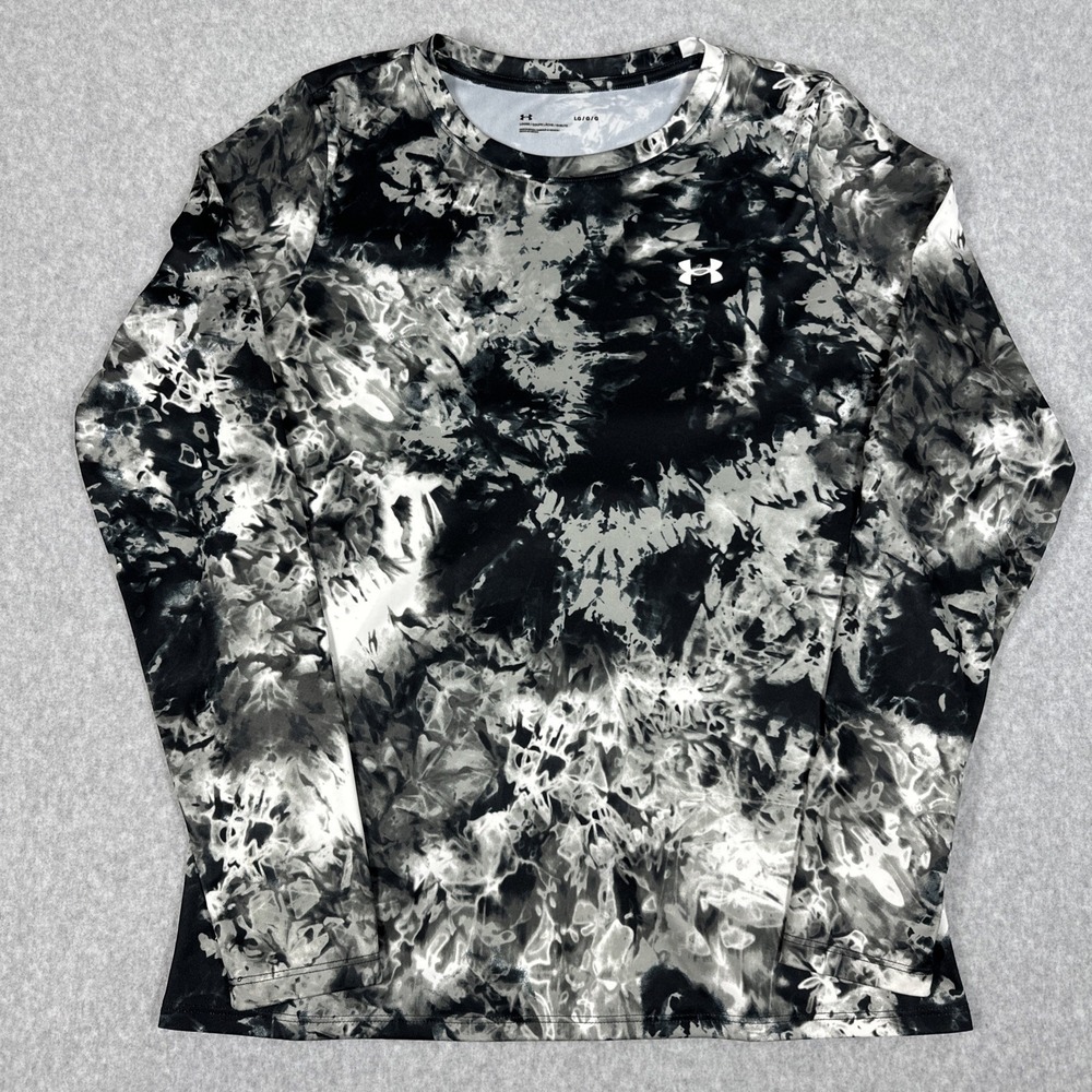 Under Armour Velocity Shirt Women's Large Black All‎ Over Print Loose Stretch